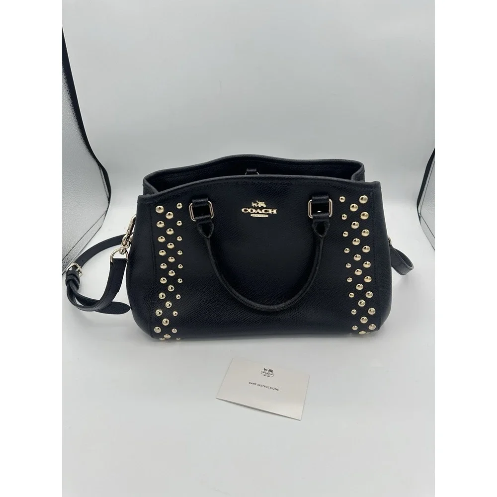 Coach Studded Triple Compartment Margo Carryall Midnight, Detachable Strap